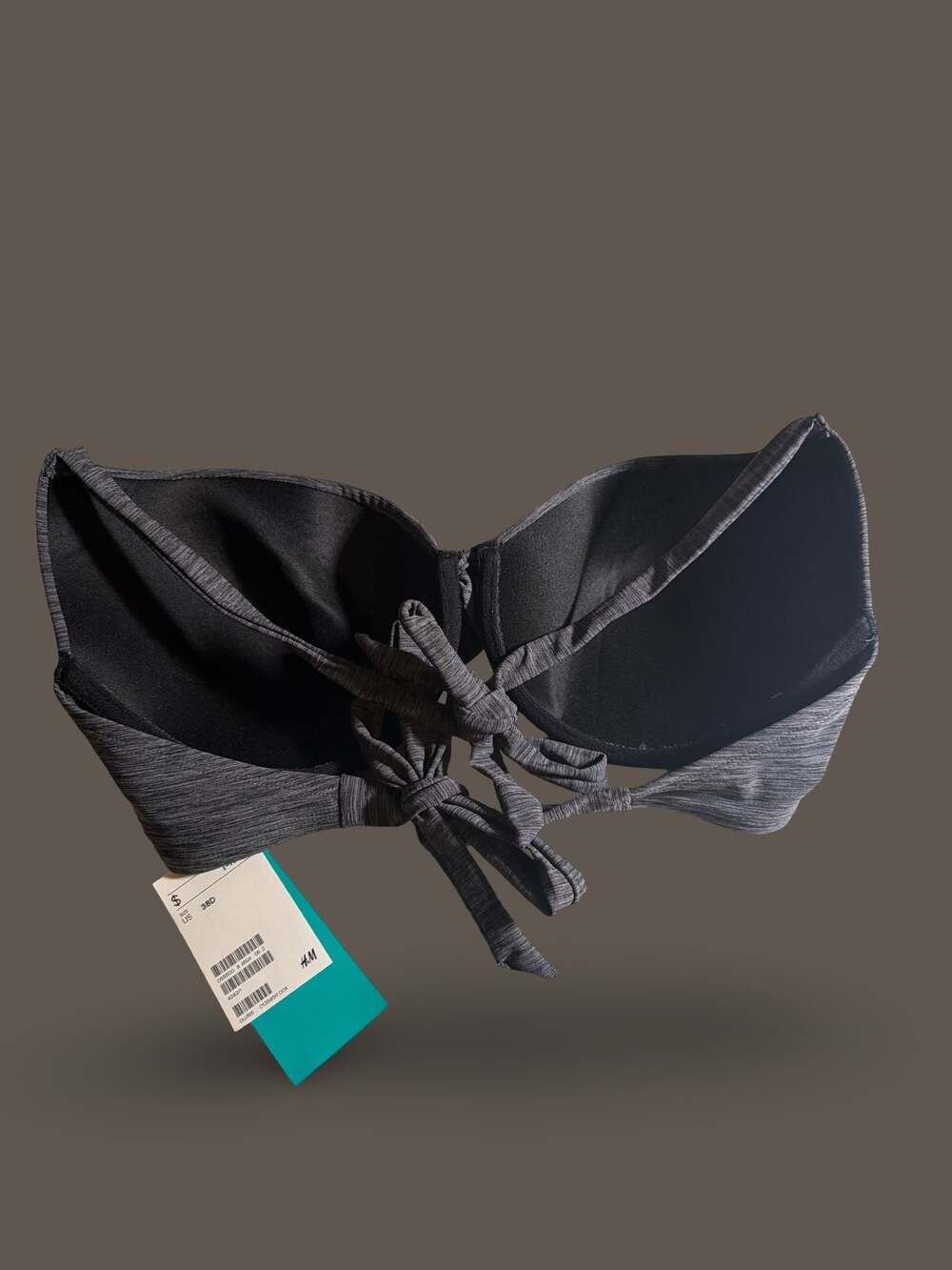 H&M Padded Wire Bikini Top & Swimwear Briefs Set Grey Marled Size 38D/10 - Picture 9 of 10